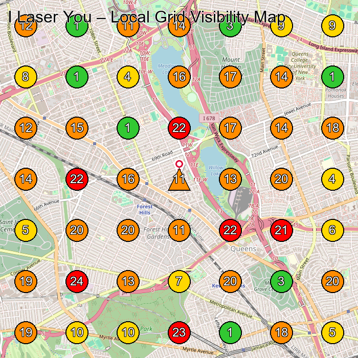 I Laser You Beauty Salon GeoGrid ranking map for Forest Hills NY